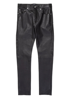 Purple Brand logo-patch leather trousers - Black