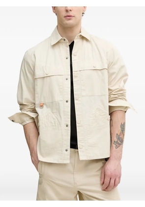 Benetton ripstop-textured multi-pocket shirt - Neutrals