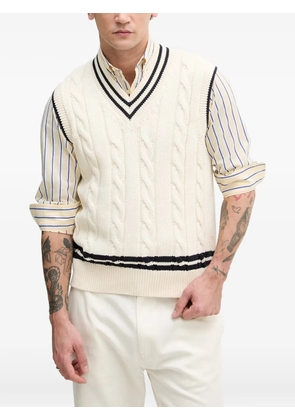 Benetton cable-knit striped-trim sweater - Neutrals