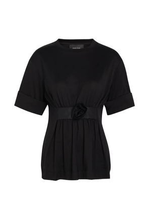 Simone Rocha floral-appliqué gathered T-shirt - Black