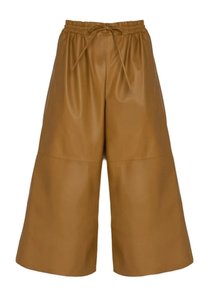 Yves Salomon leather drawstring culottes - Brown