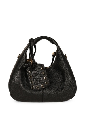 GANNI Hobo pebbled-leather shoulder bag - Black