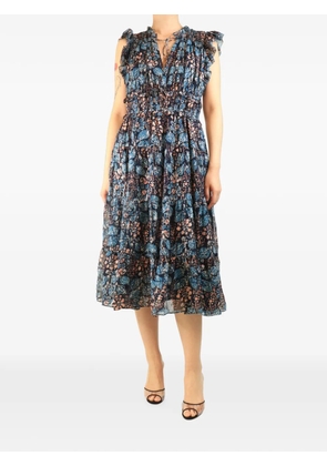 Ulla Johnson smocked tiered midi dress - Blue