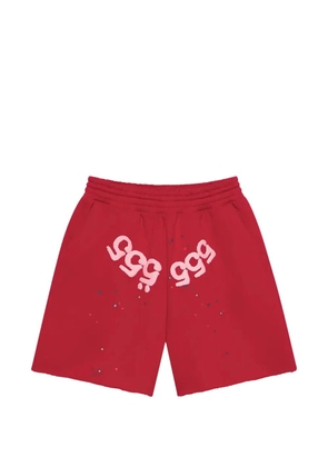 SP5DER Angel Number graphic-print shorts - Red