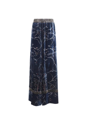 Pierre-Louis Mascia floral-print velvet trousers - Blue