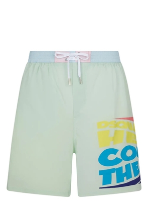 DSQUARED2 slogan-print swim shorts - Green