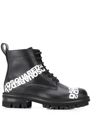DSQUARED2 logo print lace-up boots - Black