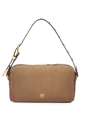 PINKO medium crossbody Boston bag in spray-effect suede - Neutrals