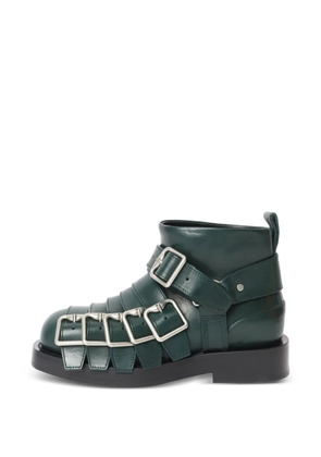 Burberry Pre-Owned buckle-strap leather ankle boots - Green