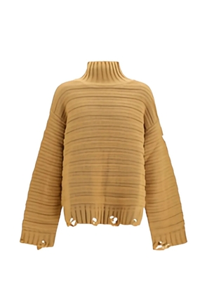 MM6 Maison Margiela distressed ribbed-knit sweater - Yellow