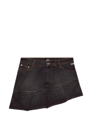 GCDS pleated stone-washed mini skirt - Black