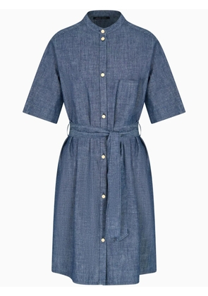 Armani Exchange tied-waist cotton dress - Blue