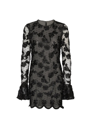 ROTATE BIRGER CHRISTENSEN flower mesh ls mini dress - Black