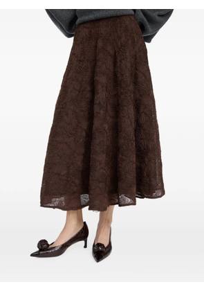 ROTATE BIRGER CHRISTENSEN floral-mesh Sun skirt - Brown