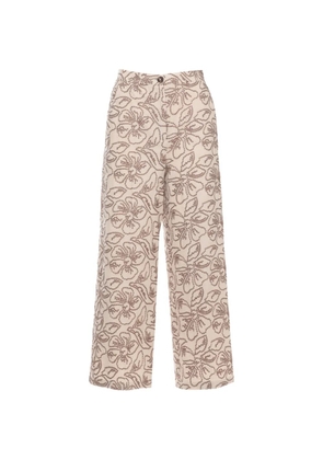 EMME floral-embroidered trousers - Neutrals