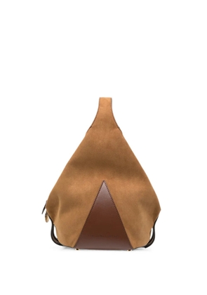 Stella McCartney small Appaloosa logo-charm suede-effect tote bag - Brown
