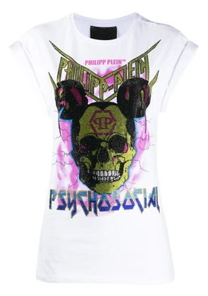 Philipp Plein crystal skull print T-shirt - White