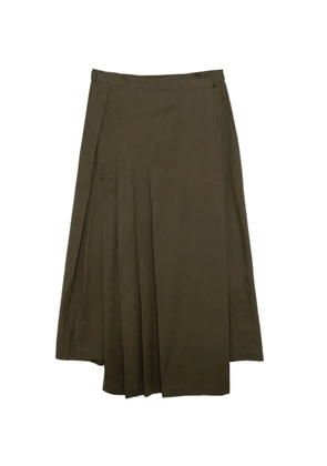 Yohji Yamamoto cotton twill pleated wrap skirt - Green