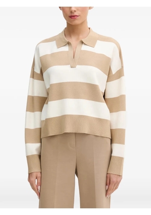 Benetton horizontal-stripe polo-collar sweater - Neutrals