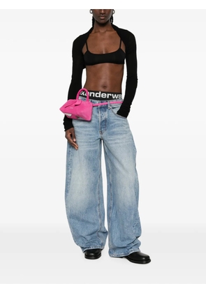Alexander Wang logo-waistband wide-leg jeans - Blue