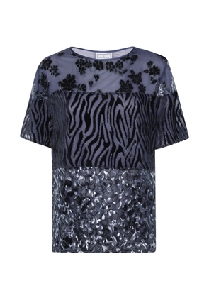 Pierre-Louis Mascia patchwork-pattern devoré T-shirt - Grey
