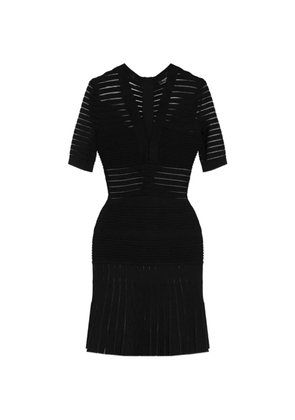 Balmain sheer-panel V-neck mini dress - Black