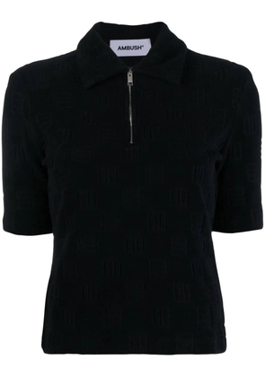 AMBUSH monogram zip-up polo top - Black