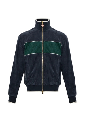 Casablanca monogram-pattern suede sport jacket - Blue