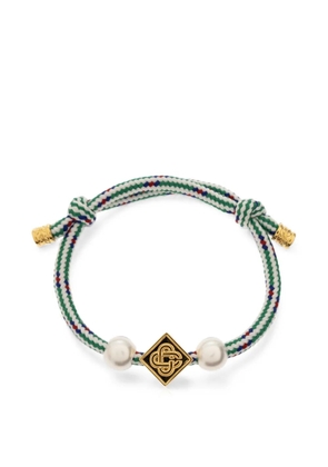Casablanca pearl-embellished logo-plaque bracelet - Gold