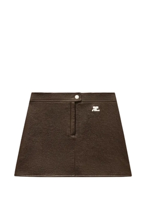 Courrèges Reedition Vinyl logo-patch mini skirt - Brown