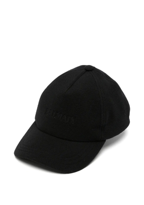 Balmain logo-embroidered wool cap - Black