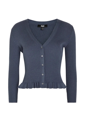 PAIGE Royce ribbed ruffled cardigan - Blue