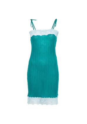 Chloé lace-trim ribbed-knit mini dress - Green