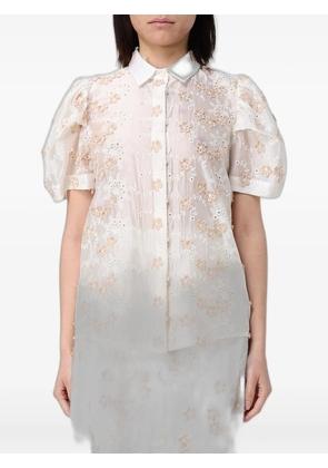 Hanita broderie-anglaise puff-sleeve shirt - White