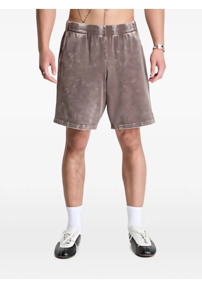 dime logo-embroidered acid-wash shorts - Brown