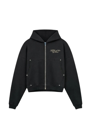 ROUGH. embellished zip-up hoodie - Black
