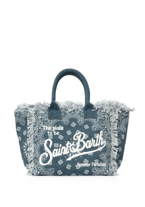 MC2 Saint Barth Vanity bandana-print frayed-edge shoulder bag - Blue