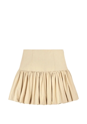 GANNI pinstripe ruffled mini skirt - Neutrals