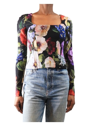 Dolce & Gabbana Pre-Owned floral-print boned top - Black
