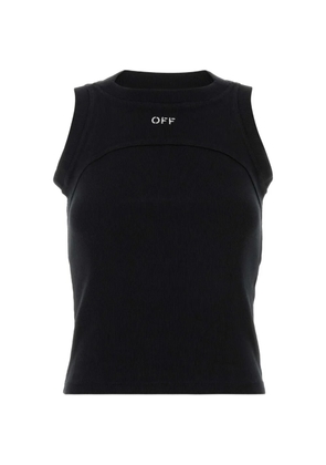 Off-White logo-print ribbed tank top - Black