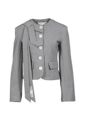 Sandy Liang Briar bow-detail single-breasted jacket - Grey