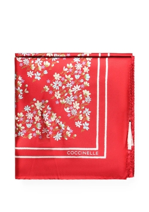 Coccinelle sakura flower-print silk scarf - Red