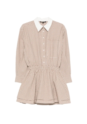 Maje checked cotton mini dress - Neutrals