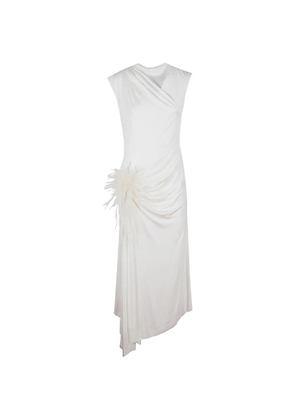 David Koma floral-applique asymmetric dress - White