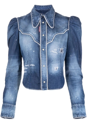 DSQUARED2 distressed Western-style shirt - Blue
