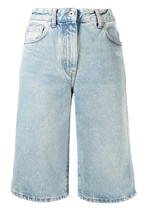 Off-White logo-print knee-length shorts - Blue