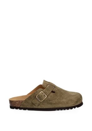 Scholl buckle-fastening suede mules - Green