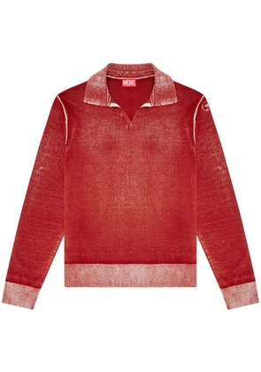 Diesel faded effect fine-rib jumper - Red