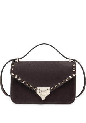 Valentino Garavani Rockstud suede shoulder bag - Brown