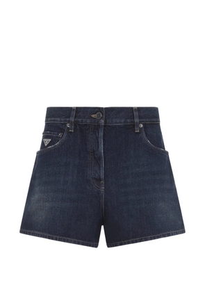 Prada logo-plaque denim shorts - Blue